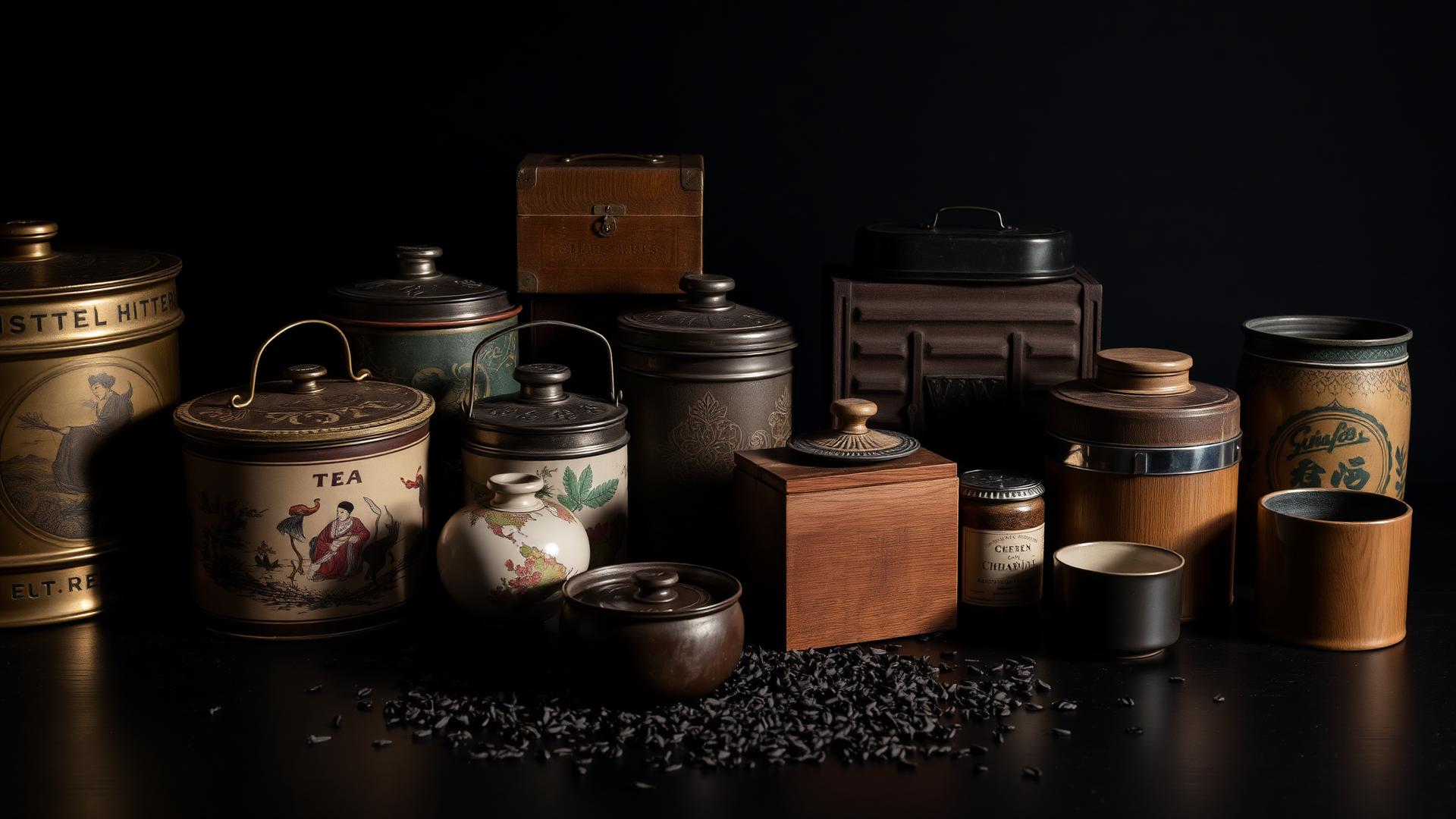 A collection of vintage tea caddies